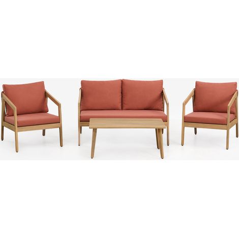 Salon de jardin avec canapé 2 places, 2 fauteuils et table basse en bois d'acacia et corde tressée Kaela SKLUM (1/5)