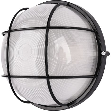 Plafonnier Extérieur Pour Ampoule LED E27 IP44 Hublot Extérieur Plafonnier Grille Noir