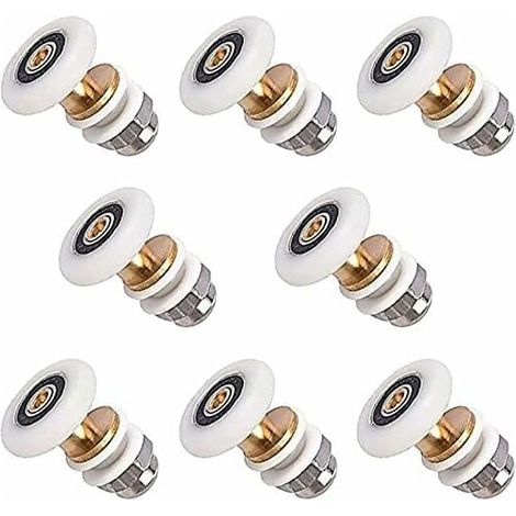 25mm Roulette Porte Douche, 8 Pièces Poulie de porte de douche, Rouleau Roulette Roue pour Porte de Douche Roulettes Coulissantes Porte Roue de Remplacement (1/5)
