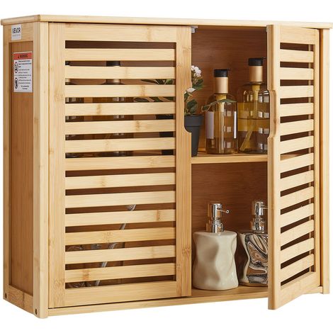 Armoire Murale de Salle de Bain, 2 Portes et Étagère Réglable avec 3 Niveaux de Hauteur, Armoire à Pharmacie de Rangement Au-Dessus des Toilettes, Organisateur Suspendu, pour Buanderie, Cuisine