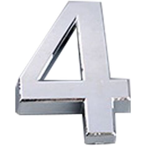 SABIR Numéro de porte 5 cm avec base auto-adhésive ABS moulé par injection, panneau numérique galvanisé, numéro de maison argenté [4] (1/4)