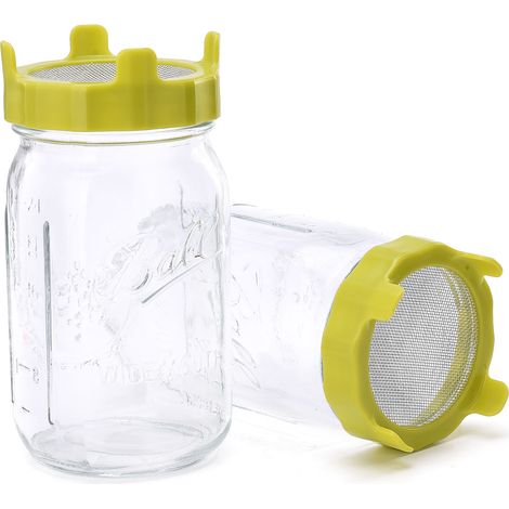 Couvercle ABS pour bocaux Mason à large ouverture avec tamis inox (1/5)