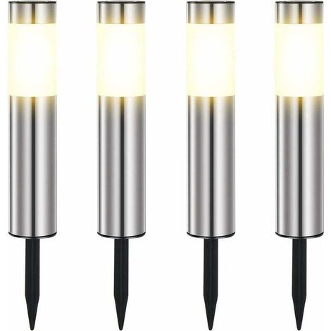 Lampe Solaire Exterieur, En Acier Inoxydable Solaire Exterieur Jardin LED éTanches IP65 Pour Le Patio, La Pelouse, Les Chemins Et Les Sentiers De La Cour De Jardin Blanc Chaud (4 Pièces) (1/2)