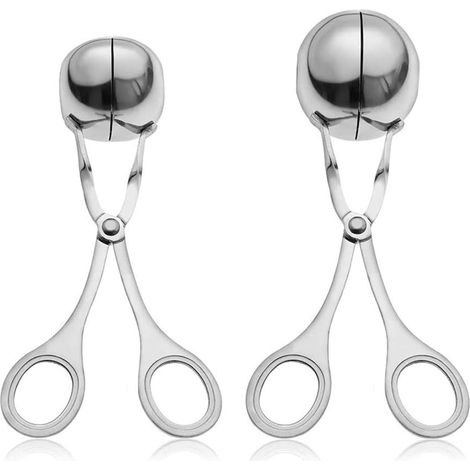 2 Stück Fleischbällchenausstecher, Fleischzange aus Edelstahl, antihaftbeschichtete Kuchenzange, Eiszange, Cake-Pop-Fleischbällchen-Maker