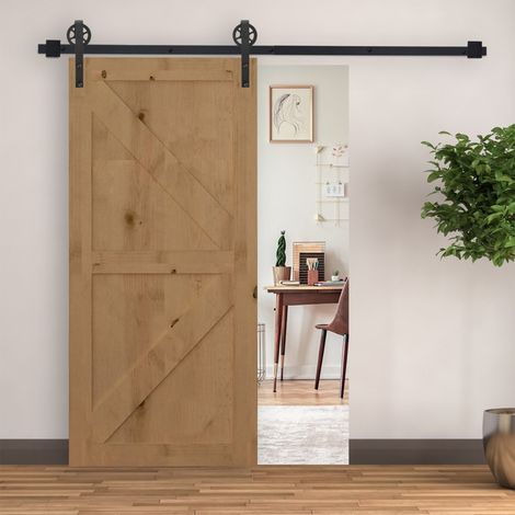 Ensemble quincaillerie porte coulissante 200 cm complet rails roulettes stopper bloc sol vis acier carbone noir-Mi