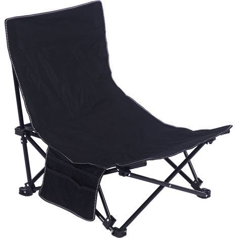 Transat de plage multifonction confortable, léger pliable inclinable dossier noir pour camping patio extérieur (1/5)