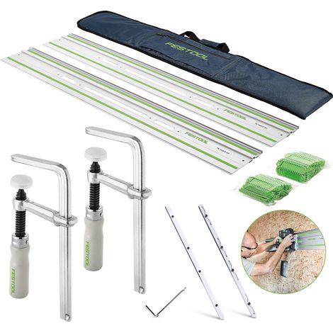 Festool 577932 Guide Rail Kit FS1400/2 - 2 x 1.4 Guide Rails, Connector, Bag and 2 x Clamps