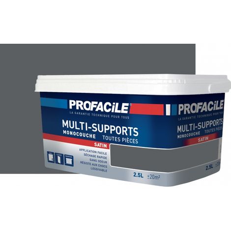 Peinture intérieure multi-supports, satin, murs, plafonds, boiseries, radiateurs, sans odeur, plusieurs teintes PROFACILE 5B5E60 2.5 litres