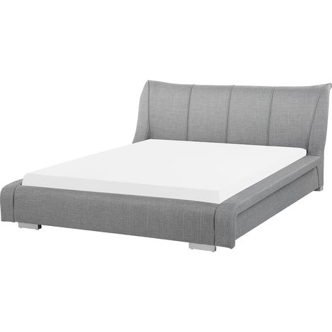 Cama de agua tapizada gris 180 x 200 cm con accesorios estabilización cabecero moderno grande Nantes