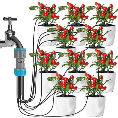 Kit d’irrigation goutte-à-goutte – 10 pièces – Jardin, balcon, serre – Facile à installer (1/5)