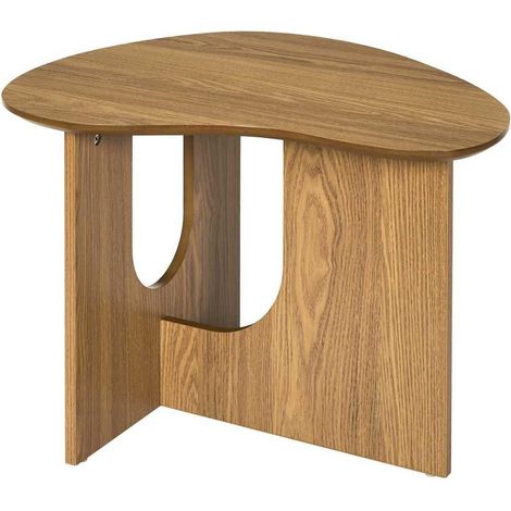 Table d'appoint forme organique et piètement graphique en MDF aspect chêne - KALIOPE (1/5)