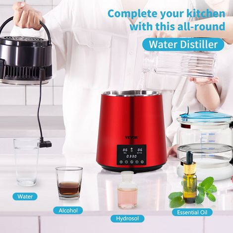 Distillateur d'Eau 4 L Machine à Eau Distillée 750 W 1 L/h Machine à Distiller l'Eau Inox Alimentaire Sûr Température Temps Réglabl… (1/5)