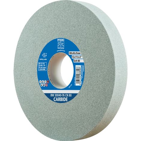 PFERD TOOLS Schleifbockscheibe Ø 300x40mm Bohrung-Ø 76 mm SiC80 für harte Materialien z.B. Hartmetall (1/4)