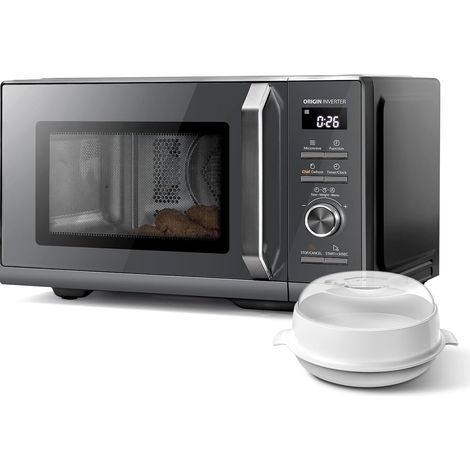 Toshiba – Micro-ondes combiné pose libre 900W – Grill 1000W – Convection 2100W – Friteuse 7-en-1 26L – Technologie Inverter – Gris morandi