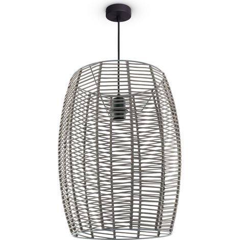 Paco Home LED Pendellampe Wohnzimmer Hängeleuchte Esszimmer Vintage Korboptik Boho Natur Pendelleuchte, Schwarz 3
