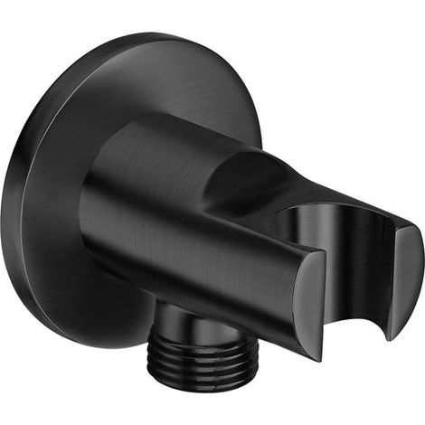 ROCA A5B5250NM0 AQUA Toma de Agua de 1/2" para Flexible de Ducha con Soporte Negro Titanio Cepillado - ref: A5B5250NM0