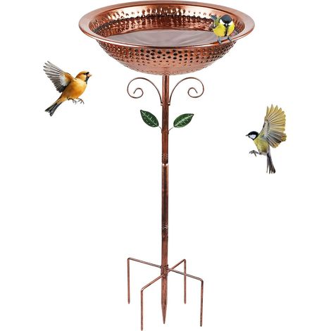 Abreuvoir pour Oiseaux sur Pied Rétro en Métal avec Piquet, Bain d'oiseaux pour Extérieur avec 5 Bases Fixes, Abreuvoir et Mangeoire pour Oiseaux Sauvages, Décoration Jardin Amovible (1/5)
