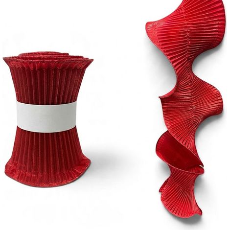 Nastro nastrino onda spirale Rosso cm 180 per decorazioni addobbi albero di natale natalizi in tessuto moderno e particolareDotato di Anima Rigida ai Bordi per Mantenere la Forma (1/5)