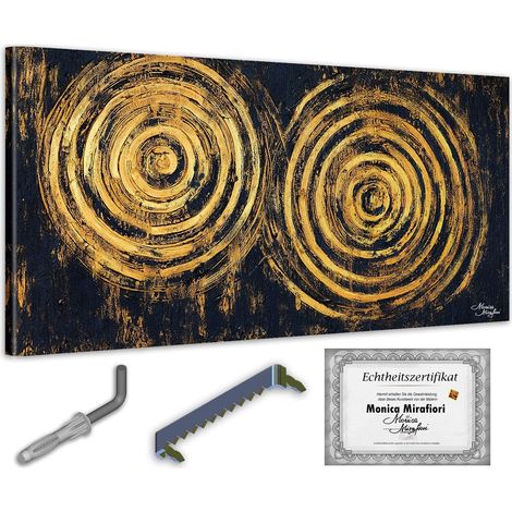 Monica Mirafiori  100 % PINTADO A MANO  Cuadro Negro y Dorado 140 x 70 cm  Cuadro pintado a mano  Pintura acrílica  Cuadro acrílico de gran tamaño  Arte moderno  Cuadros artísticos (1/5)