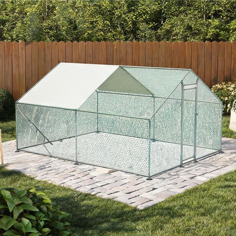 Volière métal 3 x 4 m avec toit et serrure de sécurité en métal (1/5)