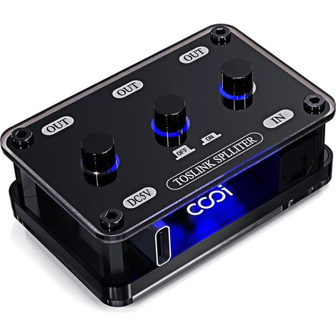 Câble Optique Audio 1x3 SPDIF Toslink Répartiteur Fibre Optique avec Commutateur de Canal Indépendant, Support 192k/24 Bits Compatible avec Les Canaux LPCM2.0/DTS/Dolby-AC3 5.1 (1/5)