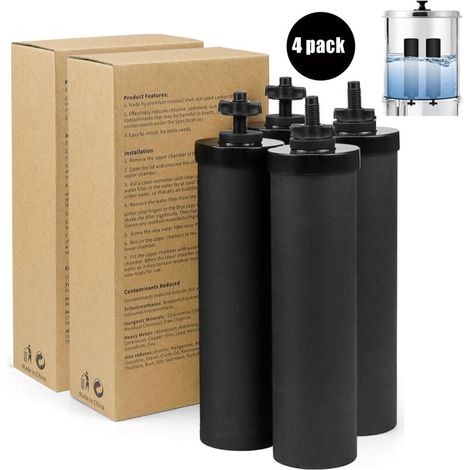 Pack of 4 Filters for Gravity Water Filter Systems Compatible with Weeplow, Berkey, Berkefeld, Doulton Filtration Systems, Reduces Contaminants by 99.99%