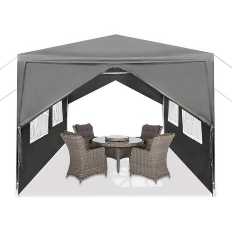 Pavillon 3x6m Zelt Partyzelt Wasserdicht Stabil mit 4 Seitenteilen & Fenstern & Feste Bodennägel Gartenpavillon Winterfest UV-Schutz, Anthrazit NAIZY (1/5)