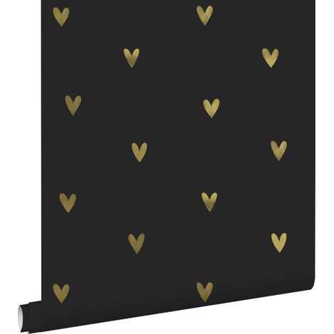 papier peint coeurs or et noir - ESTAhome (1/5)