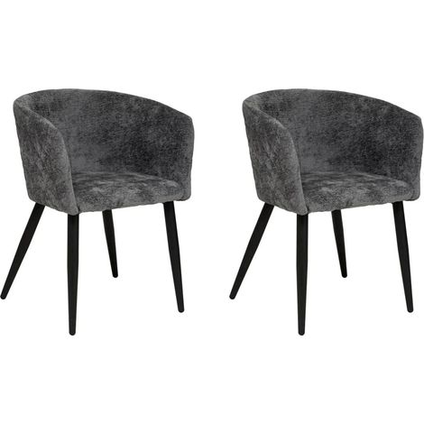 Lot de 2 Fauteuils Chenille "Marlo" 76cm Gris (1/5)