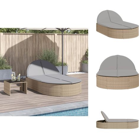 Chaise longue double avec coussins beige résine tressée - Chaise Longue Double - Chaises Longues Doubles - Lit De Bronzage - Chaise Longue De Jardin (1/5)