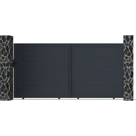 Cancello scorrevole L374 x H180 cm Alluminio pieno Antracite - NAZARIO
