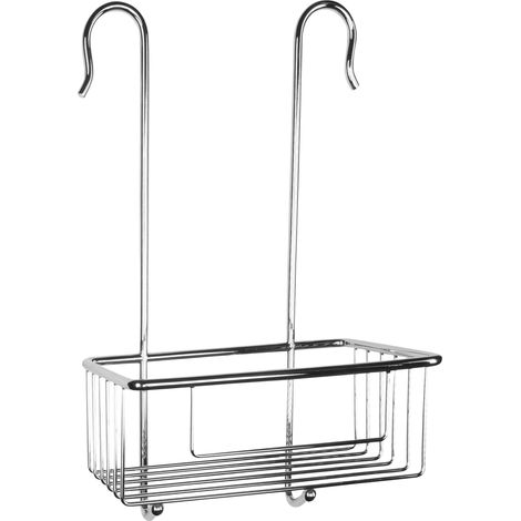 Cornat T340201 - Cestino da doccia da appendere al rubinetto a parete in doccia e vasca da bagno, cestino extra alto e due ganci integrati, in ottone cromato, per doccia (1/5)