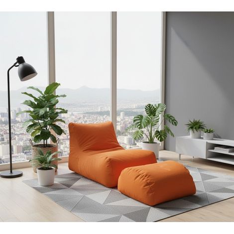 Pouf - Forma Sacco Peso Supportato 90 kg, Arancione, -, 120x80x60h cm Vitoria