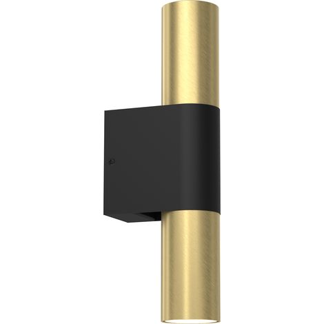 Applique loft tube laiton noir haut/bas 2xGU10 Luminex