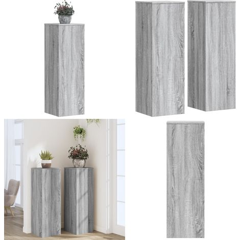 Pflanzenständer 2 Stk. Grau Sonoma 33x33x100 cm Holzwerkstoff - Holzwerkstoff - Pflanzenhalter (1/5)