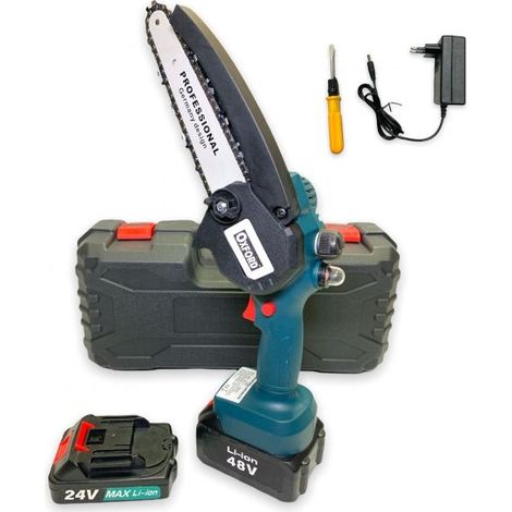 MINI MOTOSEGA A BATTERIA ELETTROSEGA A BATTERIA TAGLIA RAMI 48/24V POTA GIARDINO (1/5)