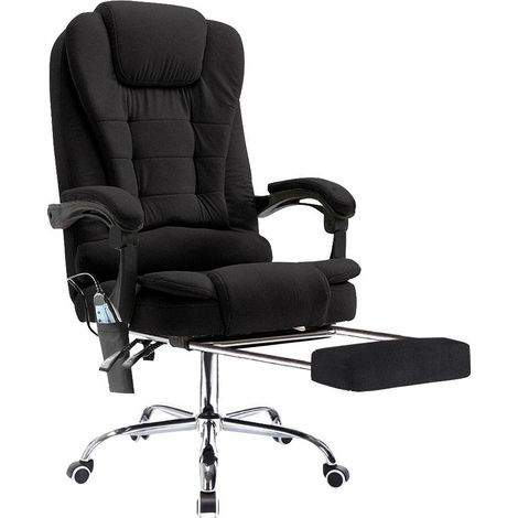 Neo Black Fabric Gaming Computer Recliner Massage Chair With Footrest (1/4)