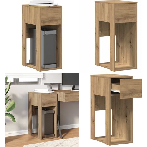 vidaXL Support de tour d'ordinateur tiroir chêne artisanal 30x44x74 cm (1/5)
