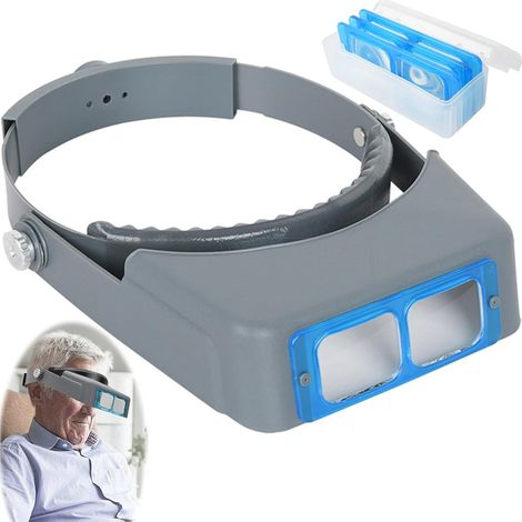 Loupe frontale LED avec 5 verres interchangeables 1x-3.5x, bandeau réglable confortable pour travaux de précision et lecture (1/4)