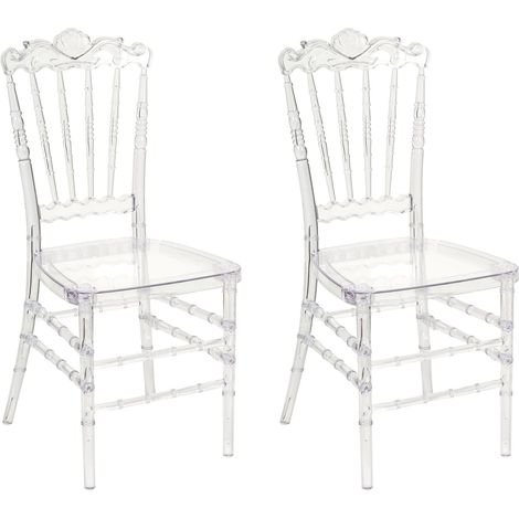 Lot de 2 Chaises en Plastique Salle à Manger Inspiration Vintage Transparent Mendon