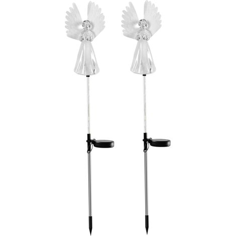2 lampes solaires jardin extérieur piquets lumineux étanches LED décoratifs