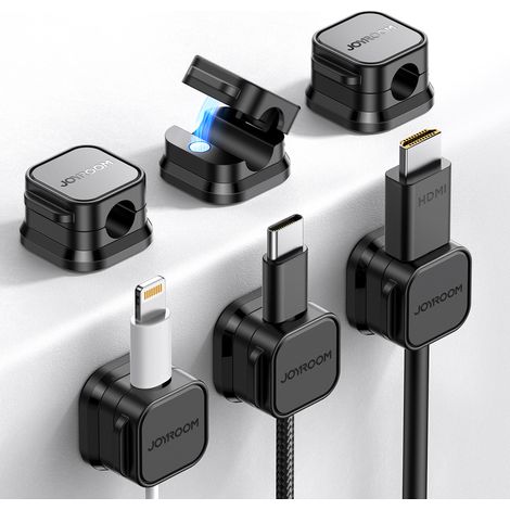 Organizador de cables magnético autoadhesivo, juego de 6 unidades - negro (1/5)