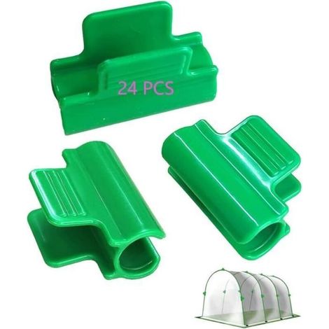 Lot of 24 greenhouse pipe clips for 16-17 mm diameter - Green (1/4)