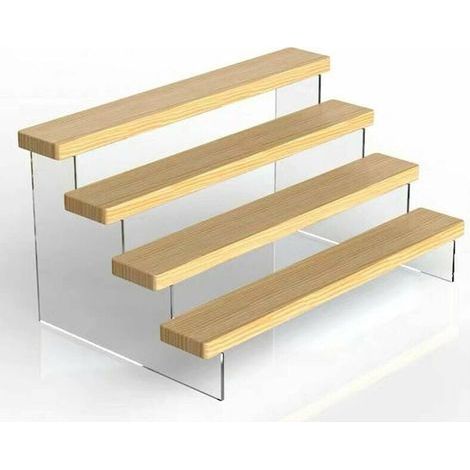 Présentoir Marches À 4 Niveaux En Acrylique. Étagère À Escalier Bois Organisateur Décoration De Collection Pour Présentation De Figurine. Vernis À Ongles. Poupée. Cosmétiques (1/5)