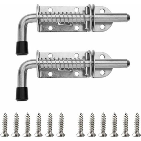 Stainless steel spring lock – Pack of 2 – Easy installation with pre-drilled mounting holes – Rust-resistant coating (1/5)