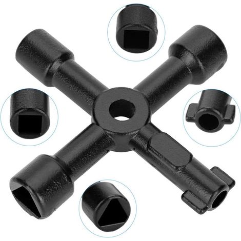 4-Wege-Schlüssel – Heizkörper-Entlüftungsschlüssel, Gaszählerschlüssel für Gasschaltkasten, Multifunktionsschlüssel, Schalttafel, Elektroschrankschlüssel (schwarz)