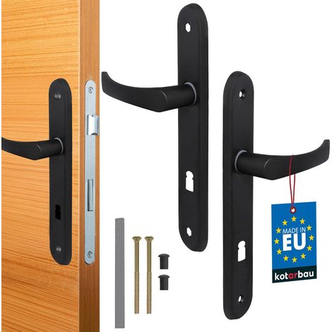 poignée de Porte 72 mm Gauche Droite Serrure à Embout Noir Ensemble de Porte Garniture de Porte poignée de Porte poignée de Porte Ensemble de poignées Porte de Chambre Plaque Longue alu (1/5)