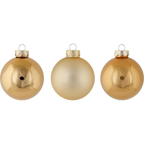 Lot de 24 Boules Noel en Verre, Shiny Matt Doré, D6 Cm (1/3)