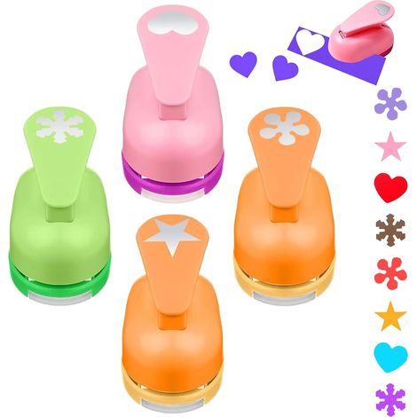 4-Piece Scrapbooking Punch Set, Decorative Paper Punch Set, Includes Star, Heart, Cherry Blossom, Snowflake, for DIY Scrapbooking Gift Tags (1/5)