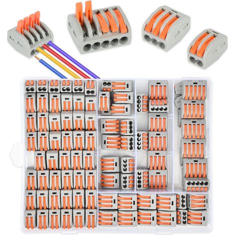 160 pezzi connettori elettrici con asta di controllo, connettore elettrico, kit connettori elettrici, 2 fori 110 pezzi, 3 fori 30 pezzi, 4 fori 10 pezzi, 5 fori 10 pezzi (scatola di plastica) (1/5)